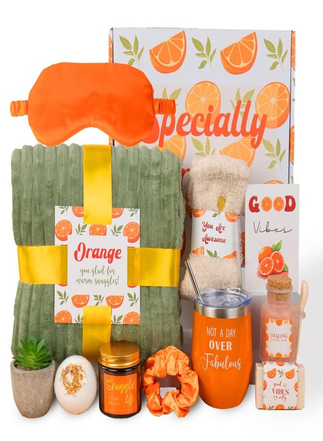 Ithmahco Care Package For Women, Self Care Gifts for Women, Get Well Soon, Orange Fall Themed Gifts for Woman, Relaxation Spa Gift Baskets for Woman, Thinking of You Birthday Gift, Feel Better Self Care Kit - Image 1